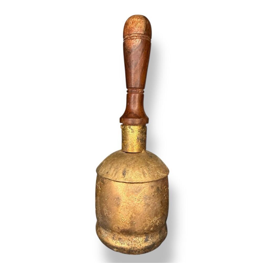 Rustic Tin‎ Bell With Wood Striker & Handle 7”